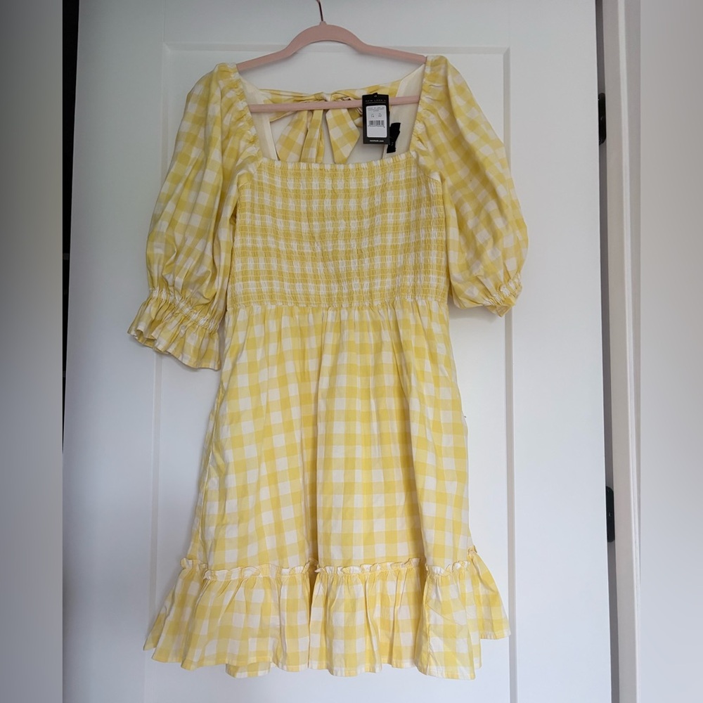 New Look Yellow Gingham Smocked Sundress
